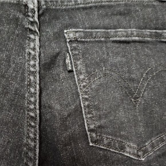 Levi's 721 High Rise Skinny Moto ankle Jeans zip pockets Ultra Black Size 25 - Picture 8 of 13